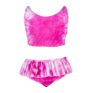 'Emme' Frilly Bikini Set- Pink Tye - The Firefly Collection