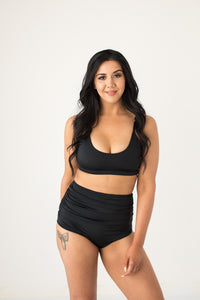'Brave' Black High Waisted Gathered Bottoms - The Firefly Collection