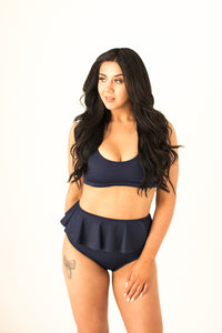 'Bold' High Waisted Frilly Bottoms Navy - The Firefly Collection